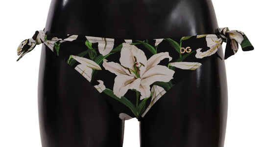 Dolce & Gabbana Bikini Bottom Black Lily Print Swimsuit Swimwear - DEA STILOSA MILANO