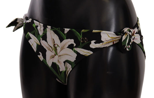 Dolce & Gabbana Bikini Bottom Black Lily Print Swimsuit Swimwear - DEA STILOSA MILANO