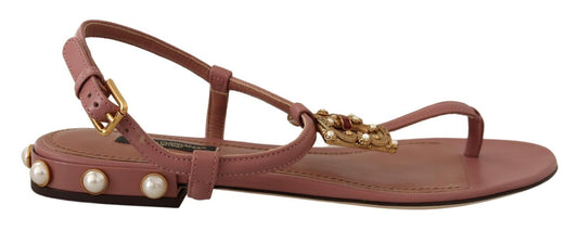 Dolce & Gabbana Pink DG Amore Logo Leather Sandals Shoes - DEA STILOSA MILANO