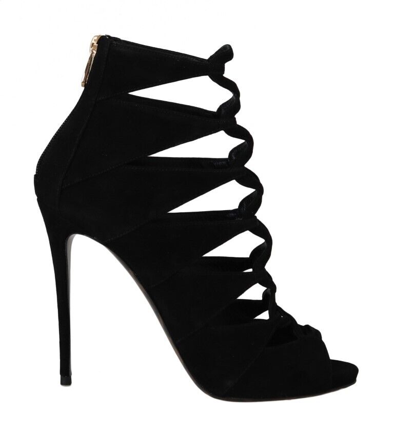 Dolce & Gabbana Black Suede Ankle Strap Sandals Boots Shoes - DEA STILOSA MILANO