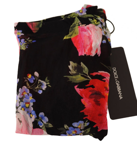Dolce & Gabbana Black Floral Print Tights Nylon Stockings - DEA STILOSA MILANO