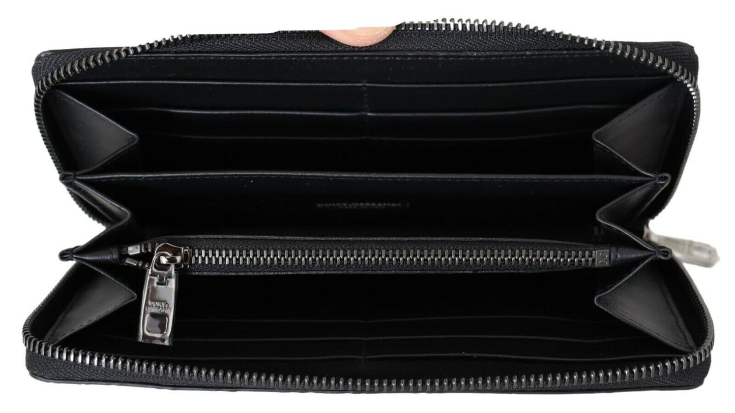 Dolce & Gabbana Black Zip Around Continental Clutch Exotic Leather Wallet - DEA STILOSA MILANO