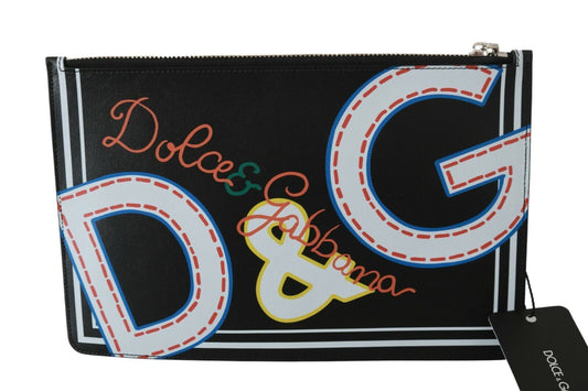 Dolce & Gabbana Black DG Print Mens Zipper Coin Purse Leather Wallet - DEA STILOSA MILANO