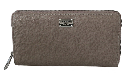 Dolce & Gabbana Beige Leather Zipper Continental Bill Card Coin Wallet - DEA STILOSA MILANO