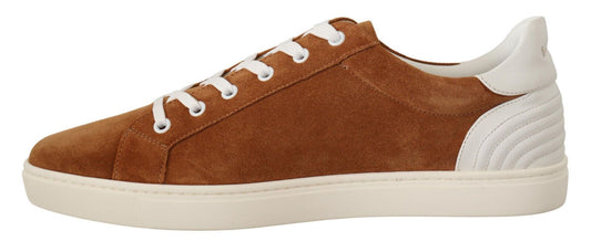 Dolce & Gabbana Brown Suede Leather Low Tops Sneakers Shoes - DEA STILOSA MILANO