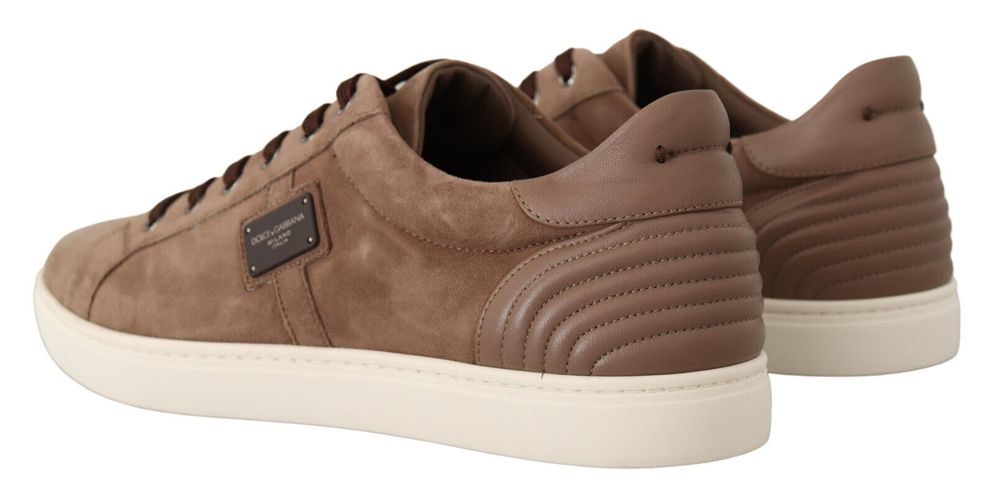 Dolce & Gabbana Brown Suede Leather Sneakers Shoes - DEA STILOSA MILANO