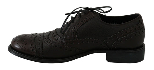 Dolce & Gabbana Brown Leather Wingtip Derby Formal Shoes - DEA STILOSA MILANO
