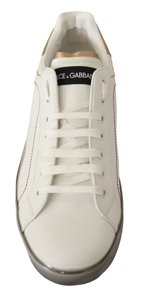 Dolce & Gabbana White Gold Leather Low Top Sneakers Casual Shoes - DEA STILOSA MILANO