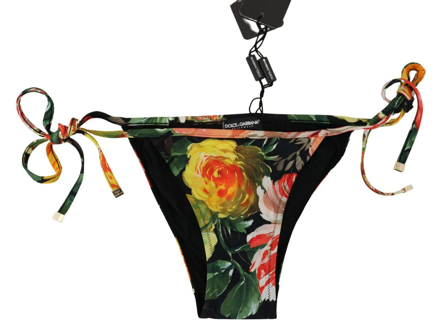 Dolce & Gabbana Black Floral Beachwear Swimsuit Bottom Bikini - DEA STILOSA MILANO
