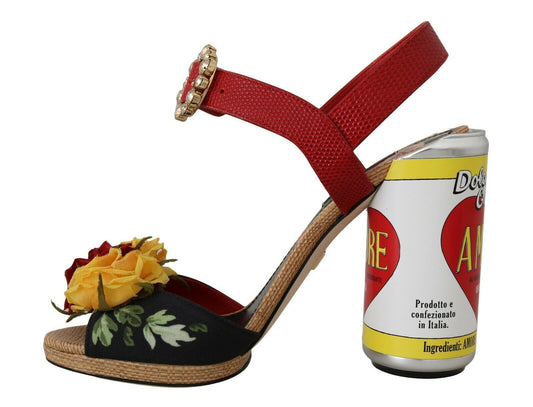 Dolce & Gabbana Multicolor Floral-Embellished Cylindrical Heels AMORE Sandals - DEA STILOSA MILANO
