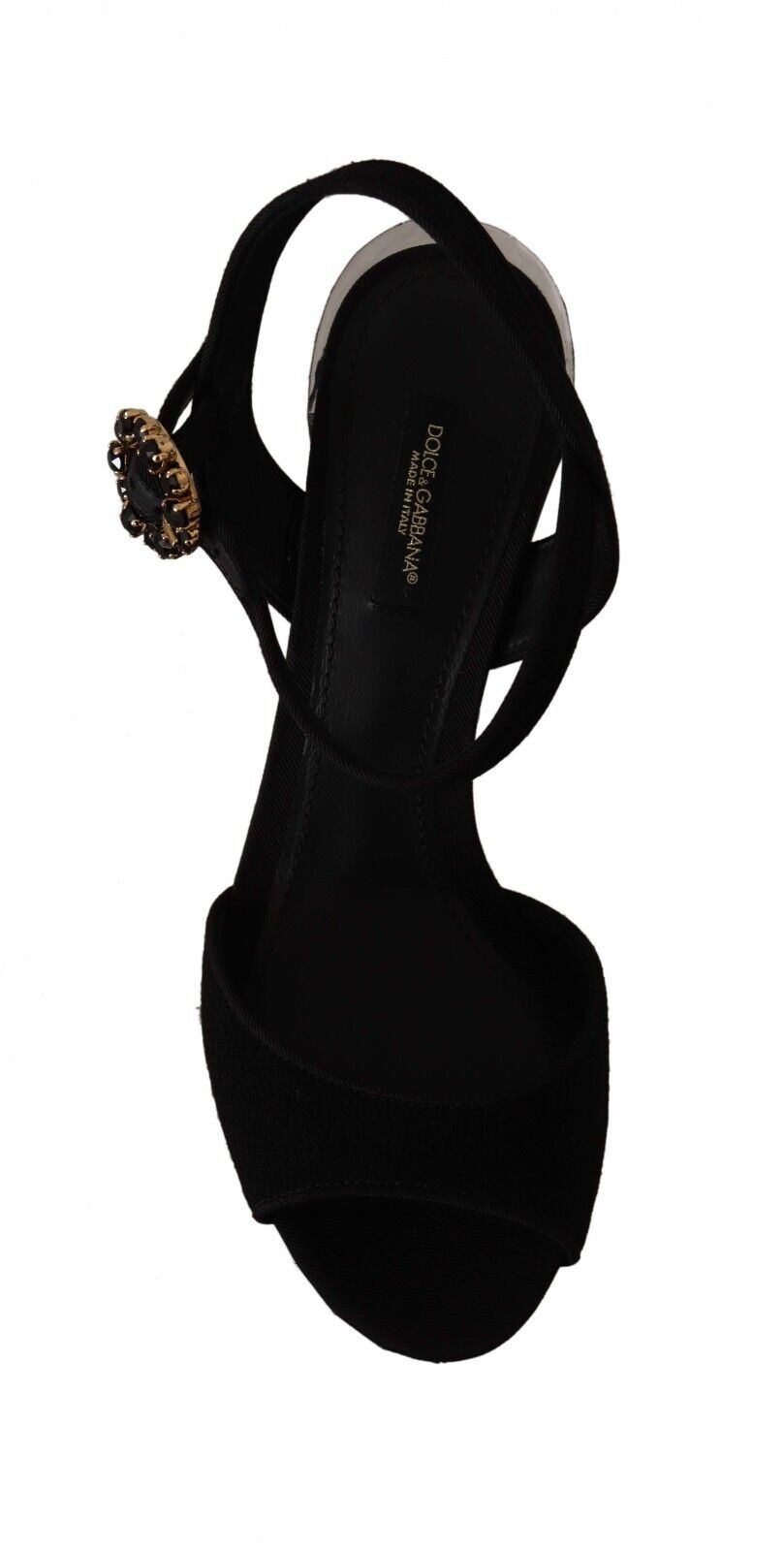 Dolce & Gabbana Black Crystals Ankle Strap Platform Sandals Shoes - DEA STILOSA MILANO
