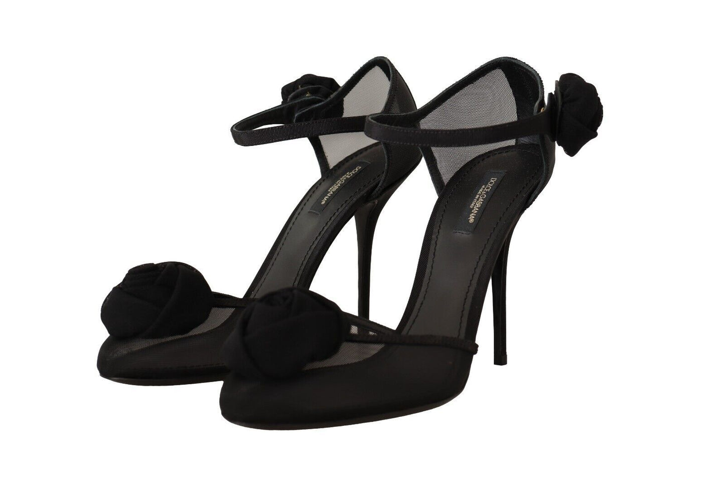 Dolce & Gabbana Black Mesh Ankle Strap High Heels Pumps Shoes - DEA STILOSA MILANO