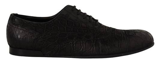 Dolce & Gabbana Black Caiman Leather Mens Oxford Shoes - DEA STILOSA MILANO