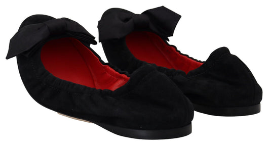 Dolce & Gabbana Black Suede Flat Slip On Ballet Shoes - DEA STILOSA MILANO