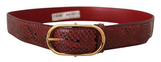 Dolce & Gabbana Red Exotic Leather Gold Oval Buckle Belt - DEA STILOSA MILANO
