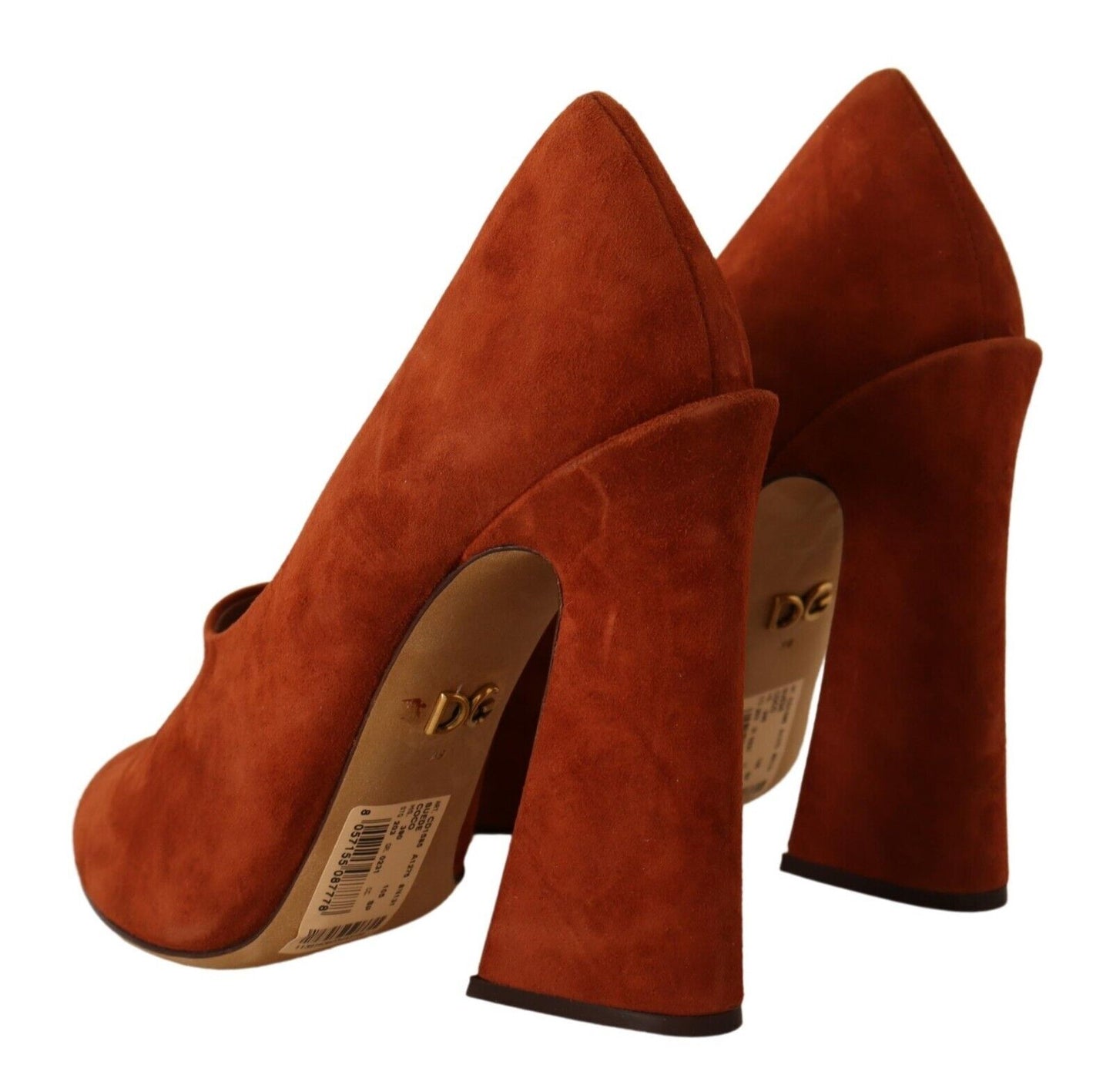 Dolce & Gabbana Brown Suede Leather Block Heels Pumps Shoes - DEA STILOSA MILANO