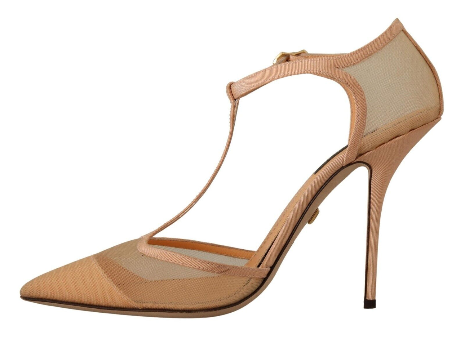 Dolce & Gabbana Beige Mesh T-strap Stiletto Heels Pumps Shoes - DEA STILOSA MILANO