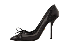 Dolce & Gabbana Black Mesh Leather Pointed Heels Pumps Shoes - DEA STILOSA MILANO