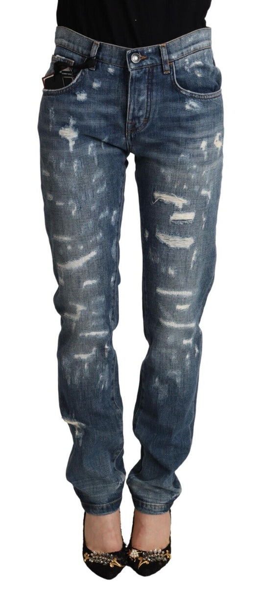 Dolce & Gabbana Blue Distressed Denim BOYFRIEND Skinny Jeans - DEA STILOSA MILANO