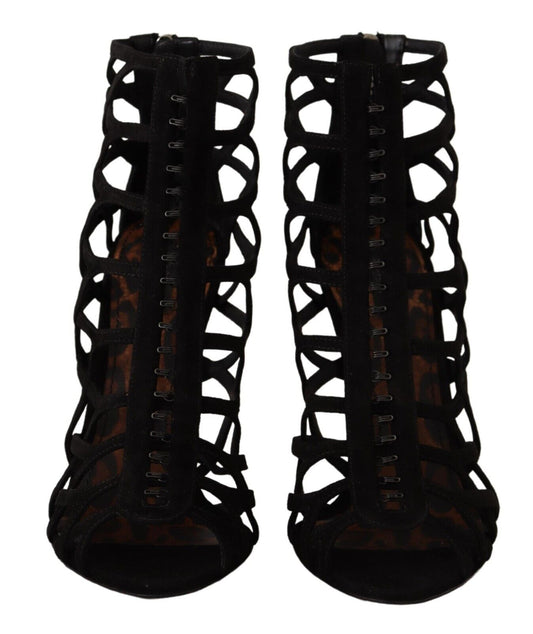 Dolce & Gabbana Black Suede Stiletto Heels Bette Sandals Shoes - DEA STILOSA MILANO