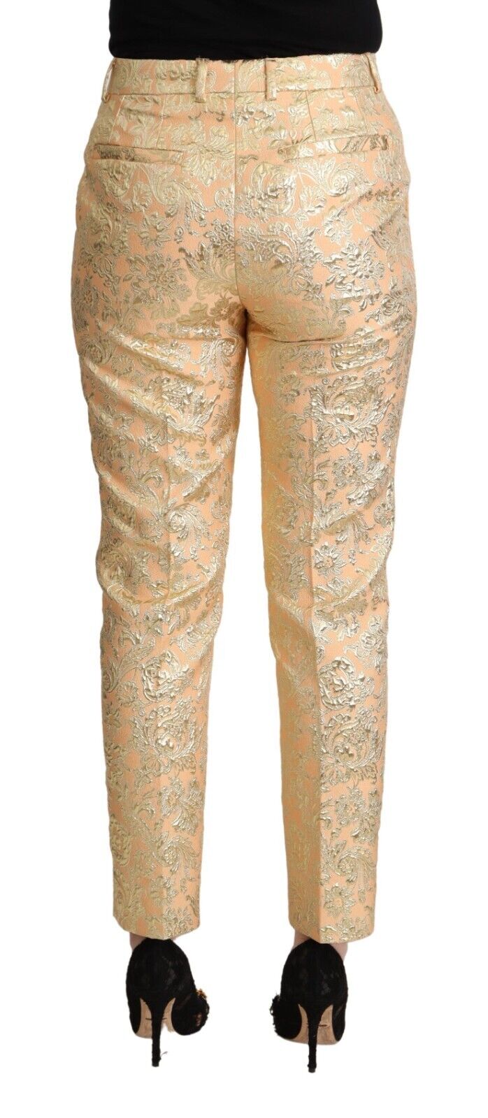 Dolce & Gabbana Pink Floral Brocade High Waist Trouser Tapered Pants - DEA STILOSA MILANO