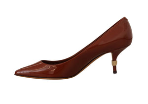 Dolce & Gabbana Brown Kitten Heels Pumps Patent Leather Shoes - DEA STILOSA MILANO