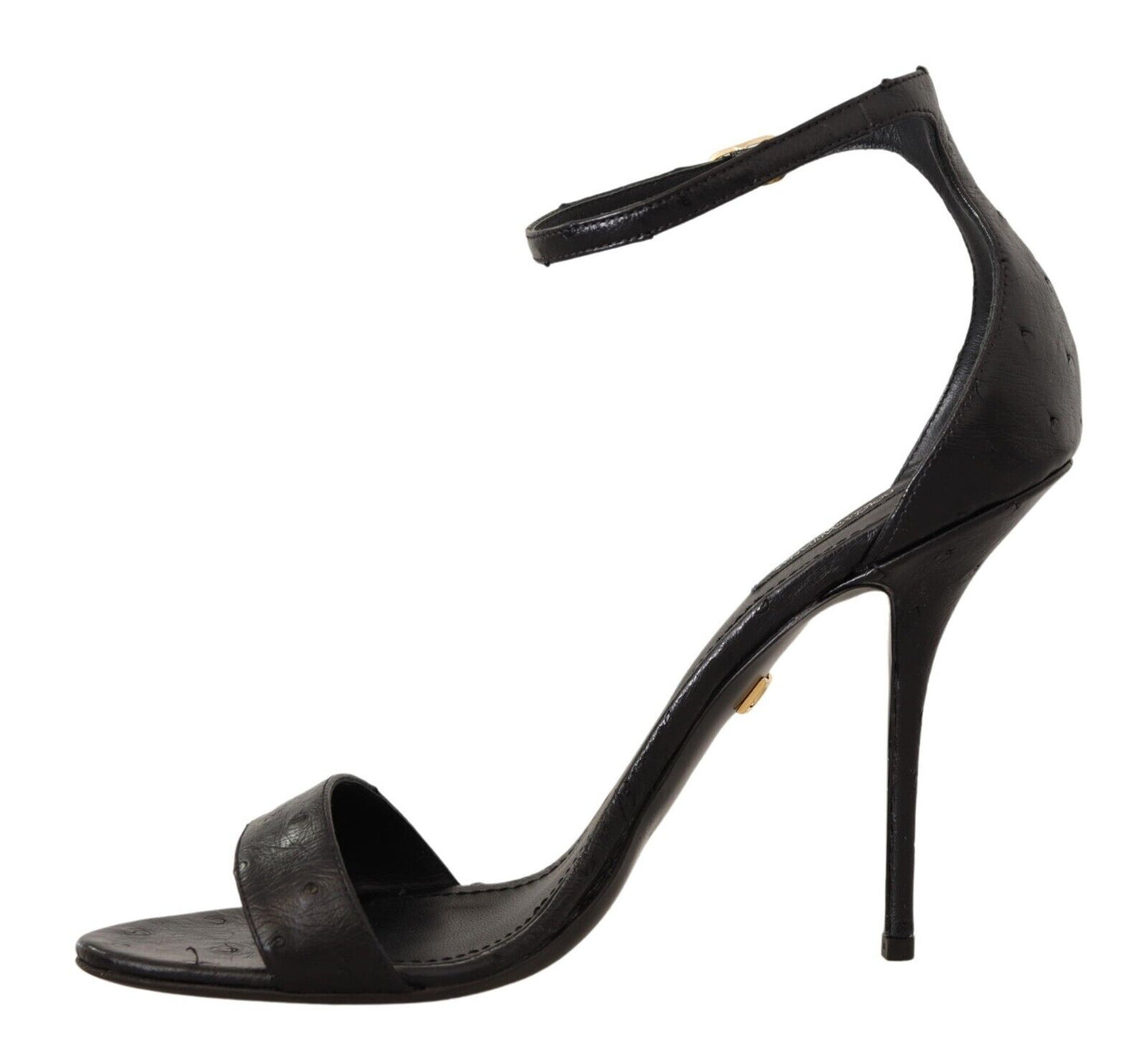 Dolce & Gabbana Black Ostrich Ankle Strap Heels Sandals Shoes - DEA STILOSA MILANO