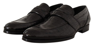 Dolce & Gabbana Black Crocodile Leather Slip On Moccasin Shoes - DEA STILOSA MILANO