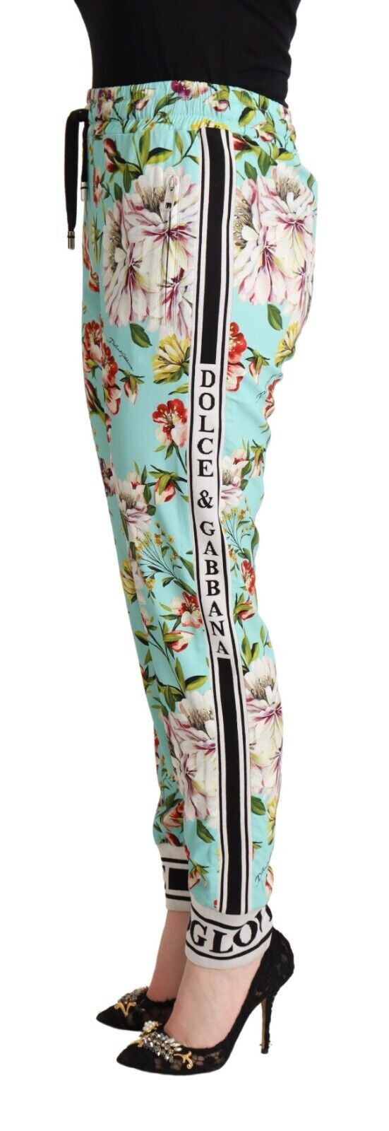 Dolce & Gabbana Green Floral Print Mid Waist Trouser Jogger Pants - DEA STILOSA MILANO