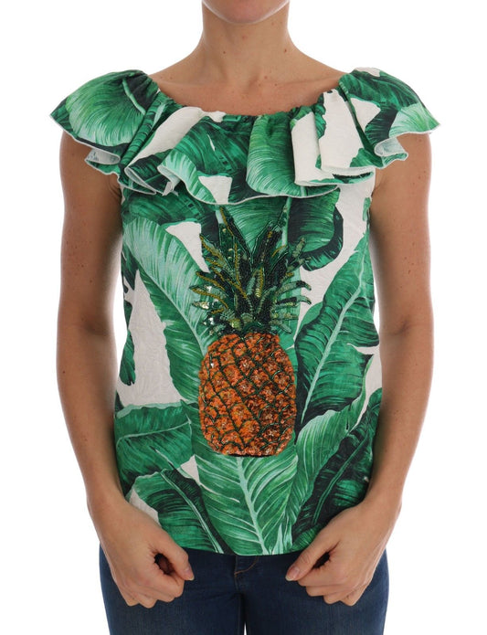 Dolce & Gabbana Pineapple Banana Sequins Blouse T-shirt - DEA STILOSA MILANO