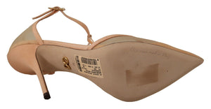 Dolce & Gabbana Beige Mesh T-strap Stiletto Heels Pumps Shoes - DEA STILOSA MILANO