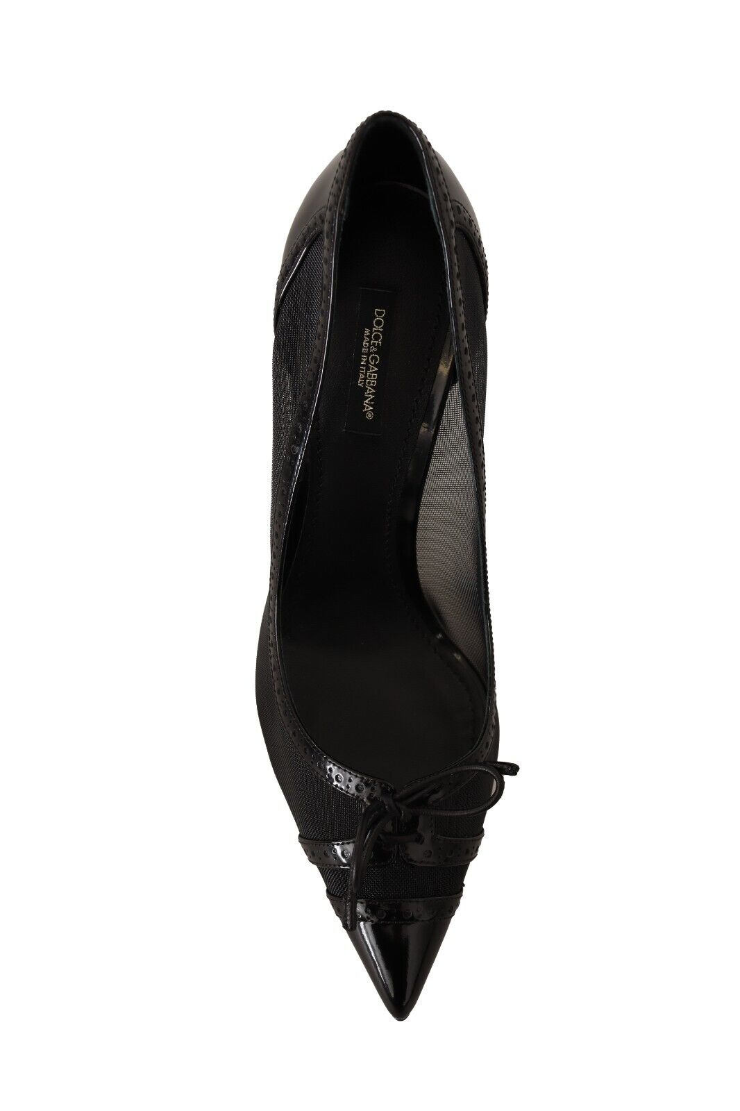 Dolce & Gabbana Black Mesh Leather Pointed Heels Pumps Shoes - DEA STILOSA MILANO