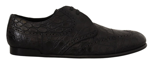 Dolce & Gabbana Black Caiman Leather Mens Derby Shoes - DEA STILOSA MILANO
