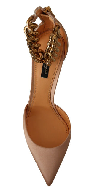 Dolce & Gabbana Beige Ankle Chain Strap High Heels Pumps Shoes - DEA STILOSA MILANO