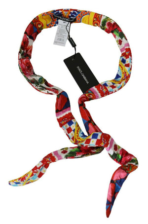 Dolce & Gabbana Multicolor Silk Cotton Carretto Rose Pattern Wrap Belt - DEA STILOSA MILANO