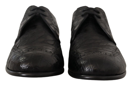 Dolce & Gabbana Black Caiman Leather Mens Derby Shoes - DEA STILOSA MILANO