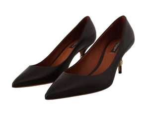 Dolce & Gabbana Brown Leather Kitten Mid Heels Pumps Shoes - DEA STILOSA MILANO