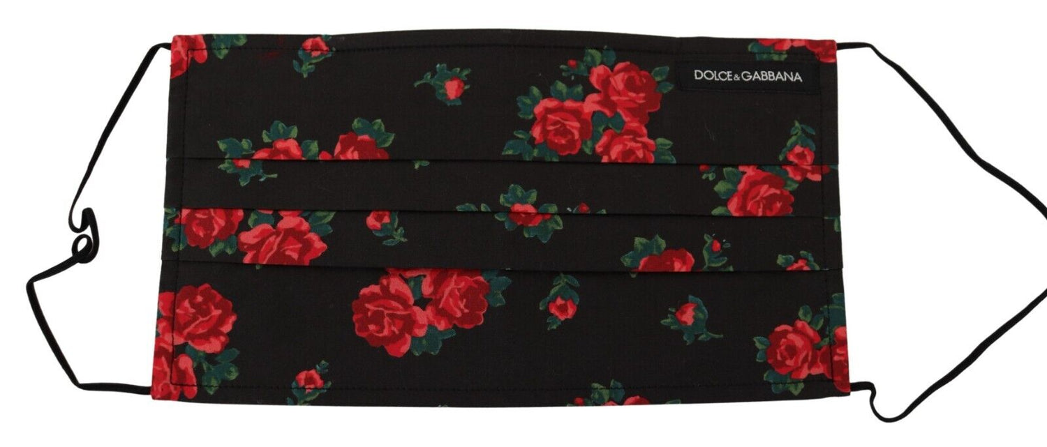 Dolce & Gabbana Black Floral Pleated Elastic Ear Strap One Size Face Mask - DEA STILOSA MILANO