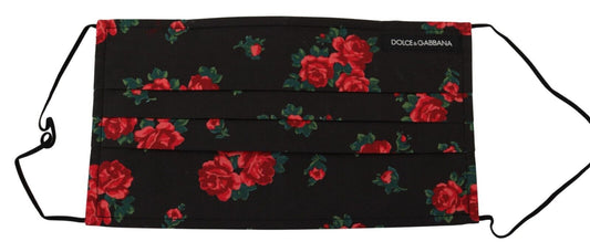 Dolce & Gabbana Black Floral Pleated Elastic Ear Strap One Size Face Mask - DEA STILOSA MILANO