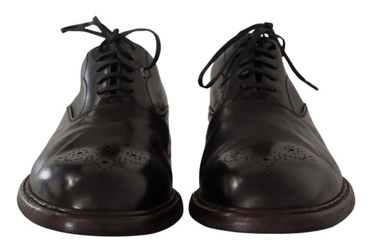 Dolce & Gabbana Black Leather Mens Lace Up Derby Shoes - DEA STILOSA MILANO