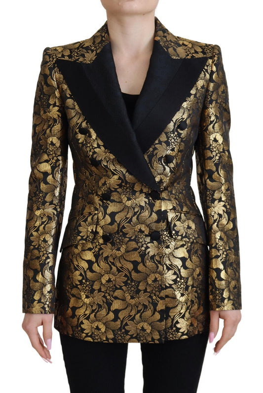 Dolce & Gabbana Black Gold Jacquard Coat Blazer Jacket - DEA STILOSA MILANO