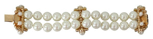 Dolce & Gabbana White Faux Pearl Beads Translucent Crystals Bracelet - DEA STILOSA MILANO