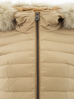 Peuterey Beige Quilted Jacket with Fur Detail - DEA STILOSA MILANO