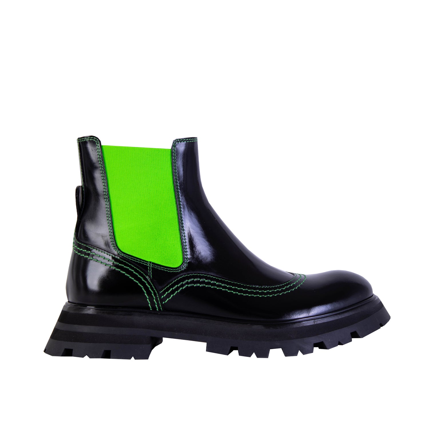 Alexander McQueen Black Leather Fluo Inserts Chelsea Boots - DEA STILOSA MILANO
