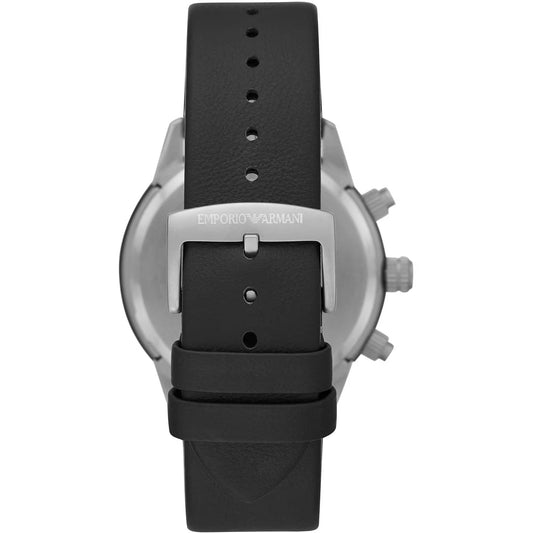 Emporio Armani Black Leather Chronograph Watch - DEA STILOSA MILANO
