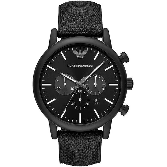 Emporio Armani Black Silicone and Steel Chronograph Watch - DEA STILOSA MILANO