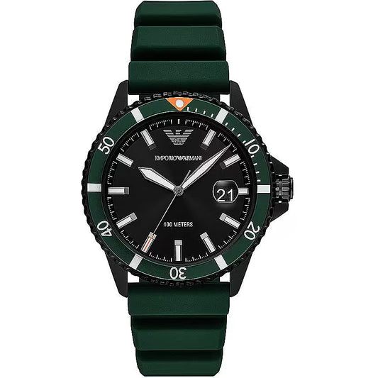 Emporio Armani Green Silicone and Steel Quartz Watch - DEA STILOSA MILANO