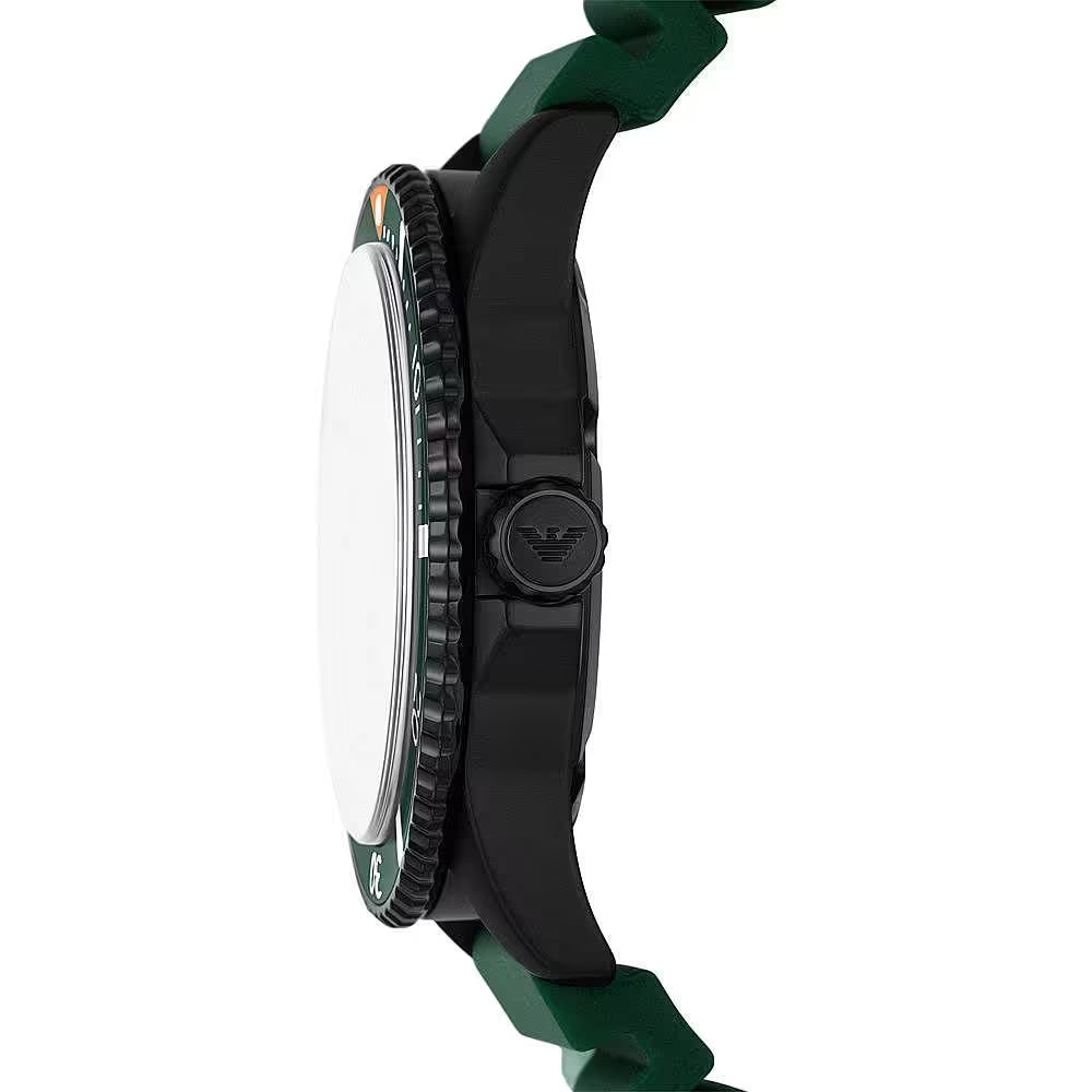 Emporio Armani Green Silicone and Steel Quartz Watch - DEA STILOSA MILANO