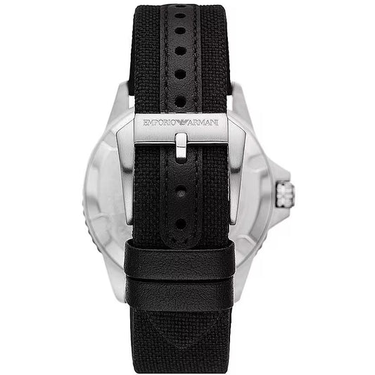 Emporio Armani Black Silver Fabric and Steel Quartz Watch - DEA STILOSA MILANO