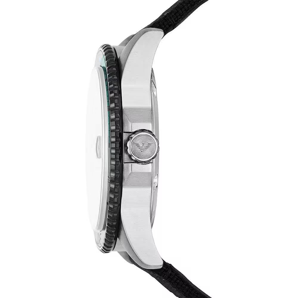 Emporio Armani Black Silver Fabric and Steel Quartz Watch - DEA STILOSA MILANO